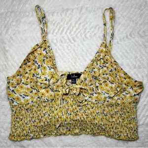 Lulus Yellow Floral Smocked Crop Top – Women’s XL